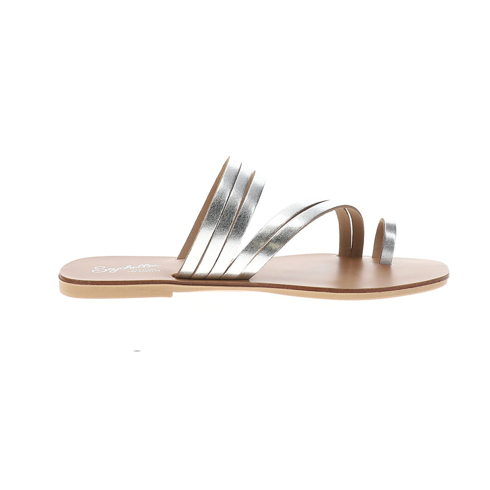 Summer Rain Metallic Slide Strappy Flat Sandals、mySite、gtrtttuynbv