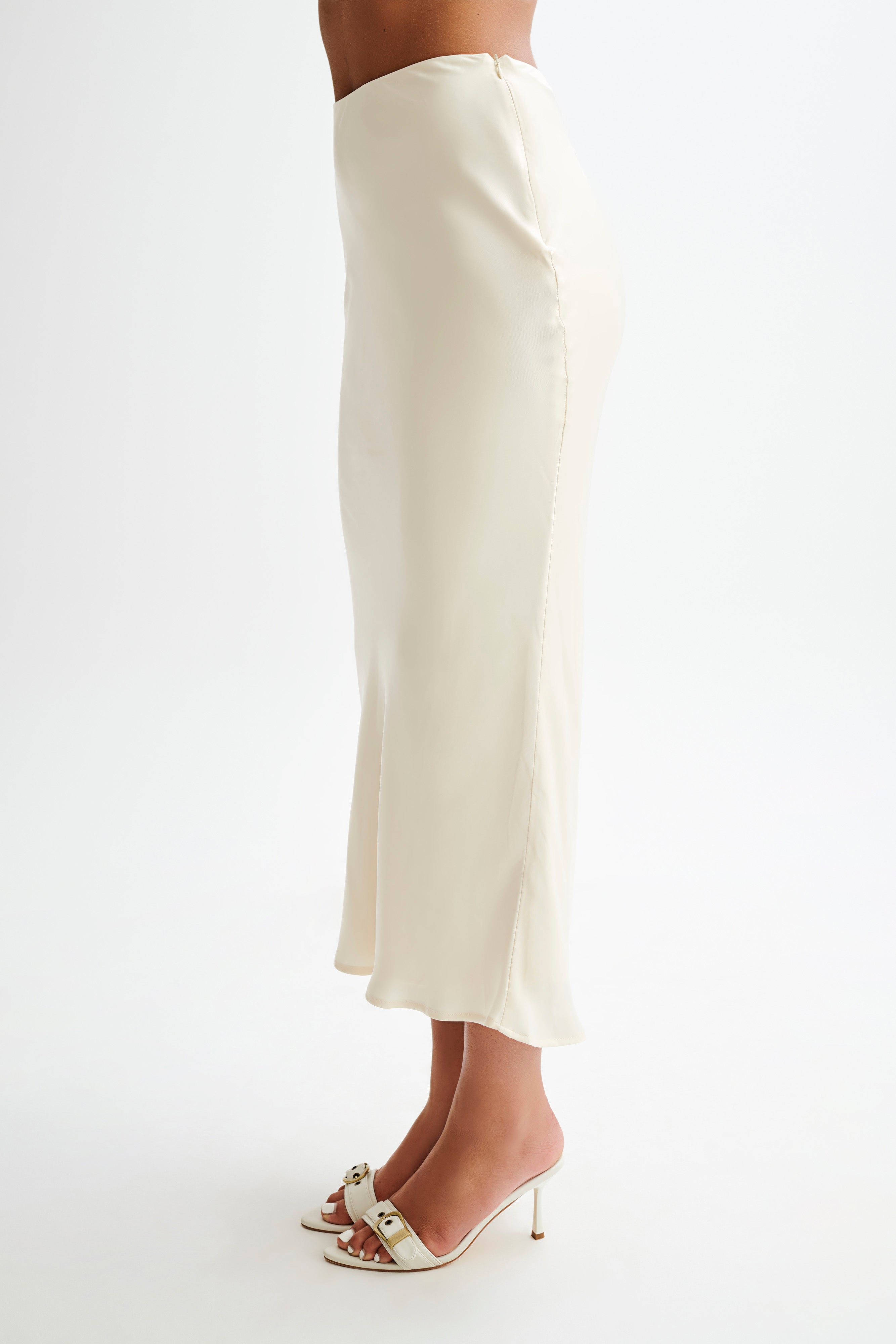 Viviana Satin Maxi Skirt - Ivory、mySite、solidvoid