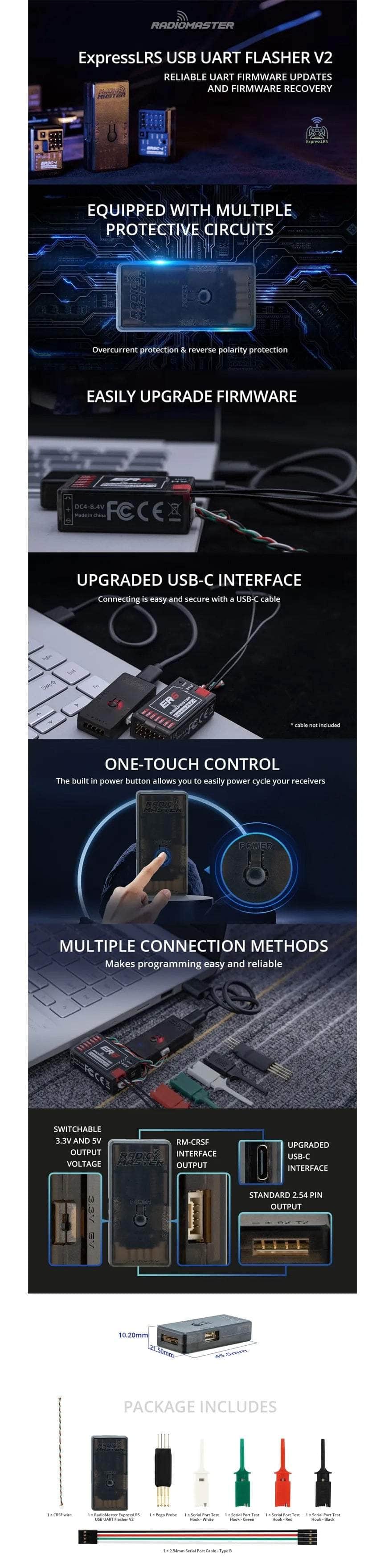 RadioMaster ExpressLRS USB UART Firmware Flashing Dongle V2
