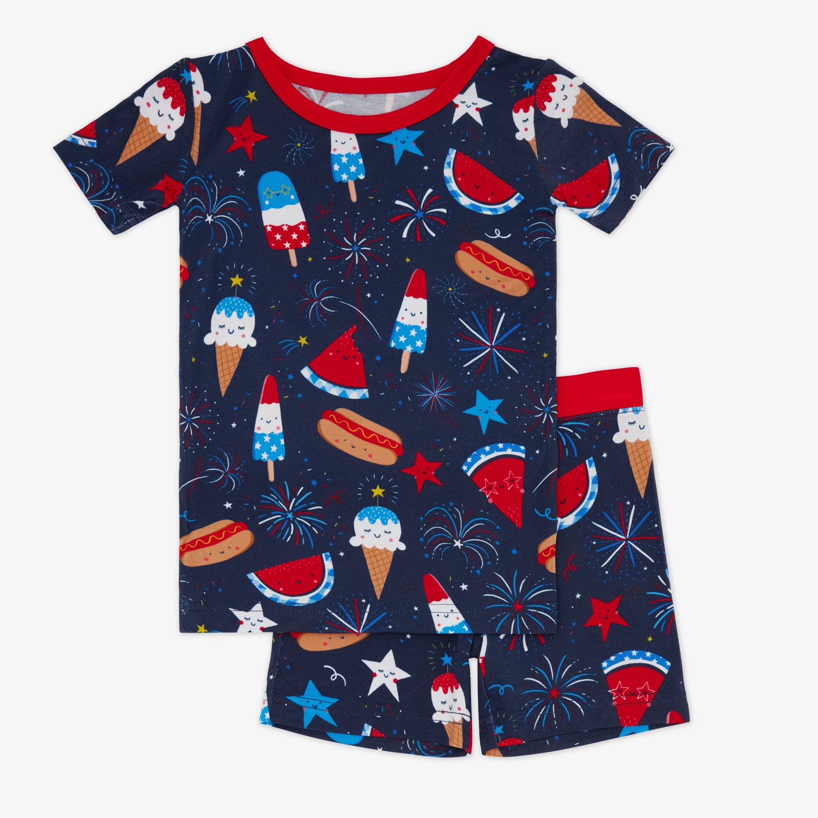 Snacks & Sparkles Two-Piece Short Sleeve & Shorts Pajama Set、mySite、g9winljtr