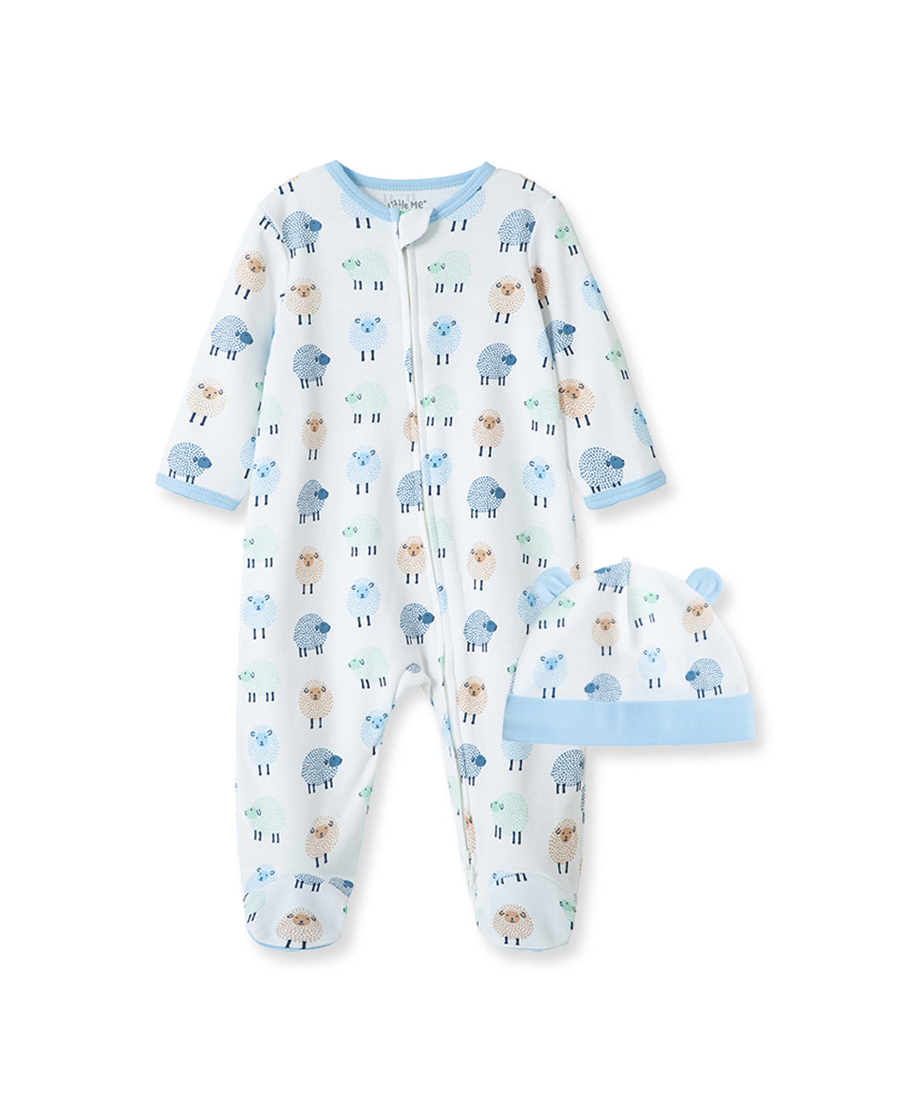  Little Lambs 2-Way-Zip Footed One-Piece and Hat、mySite、layawaytickets