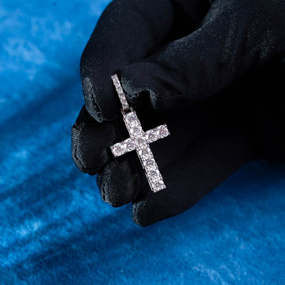 Moissanite Micro Cross Pendant 14K Gold、mySite、hinf8tx79