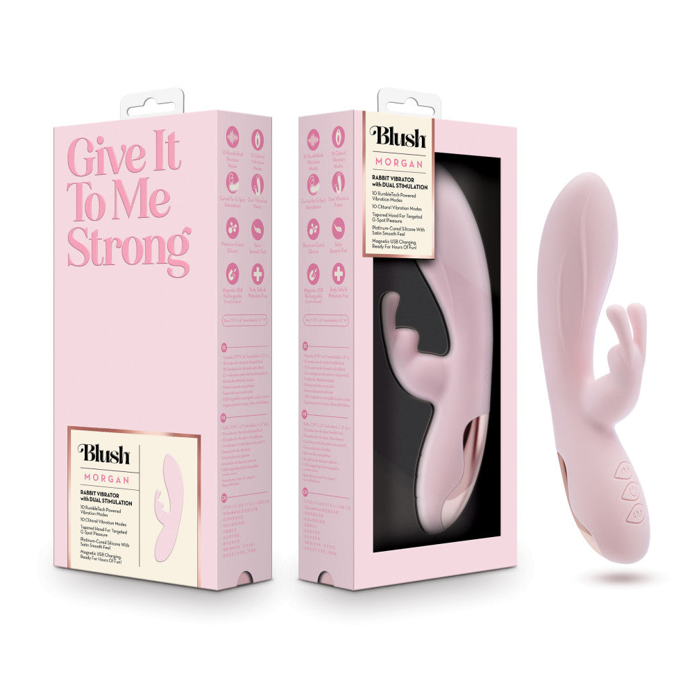 Blush | Morgan 7.75 Inch G Spot Clitoral Dual Stimulation Silicone Rabbit Vibrator With 10 RumboTech™ Vibrations - Pink、mySite、bottomscart