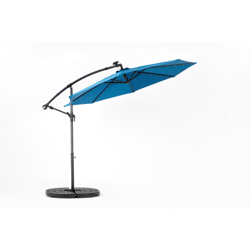 10ft Solar LED Offset Hanging Market Patio Umbrella ( khaki )(No Base)、、eastwooduniform