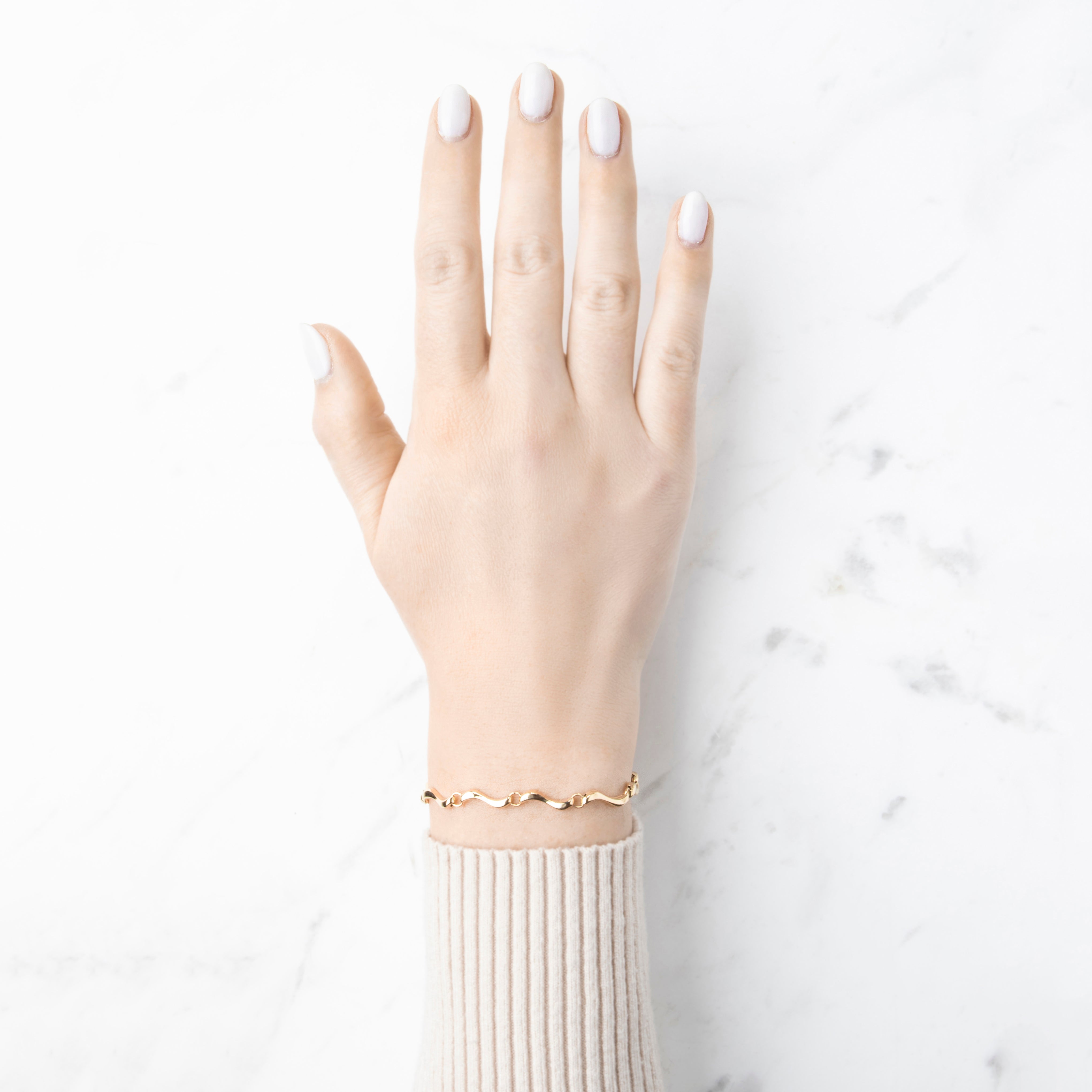 Vintage Italian 14k Yellow Gold Wavy Link Bracelet 7.25、mySite、hinf8tx79