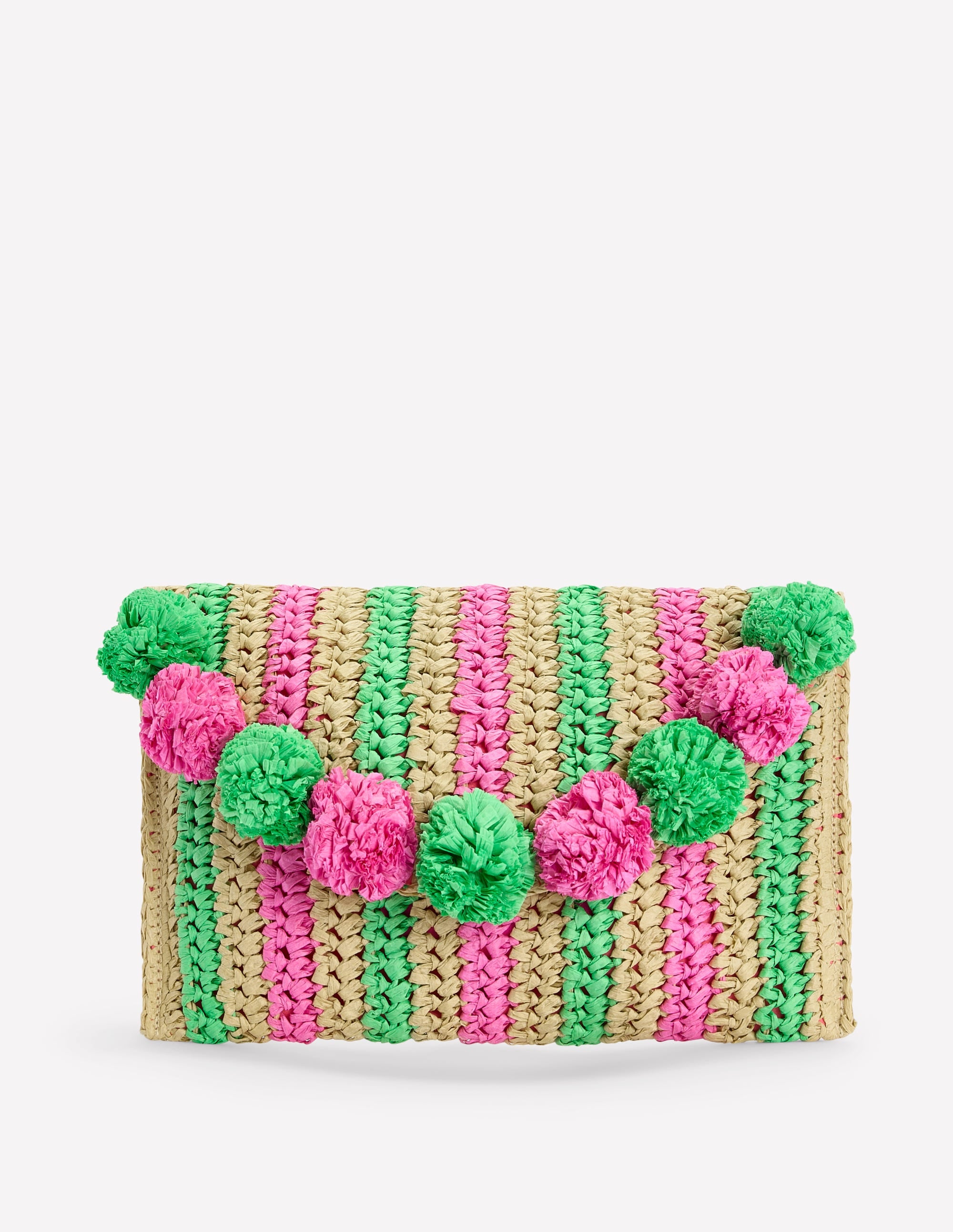  Fringe Raffia Clutch-Pink/Green、mySite、ashleygrahame