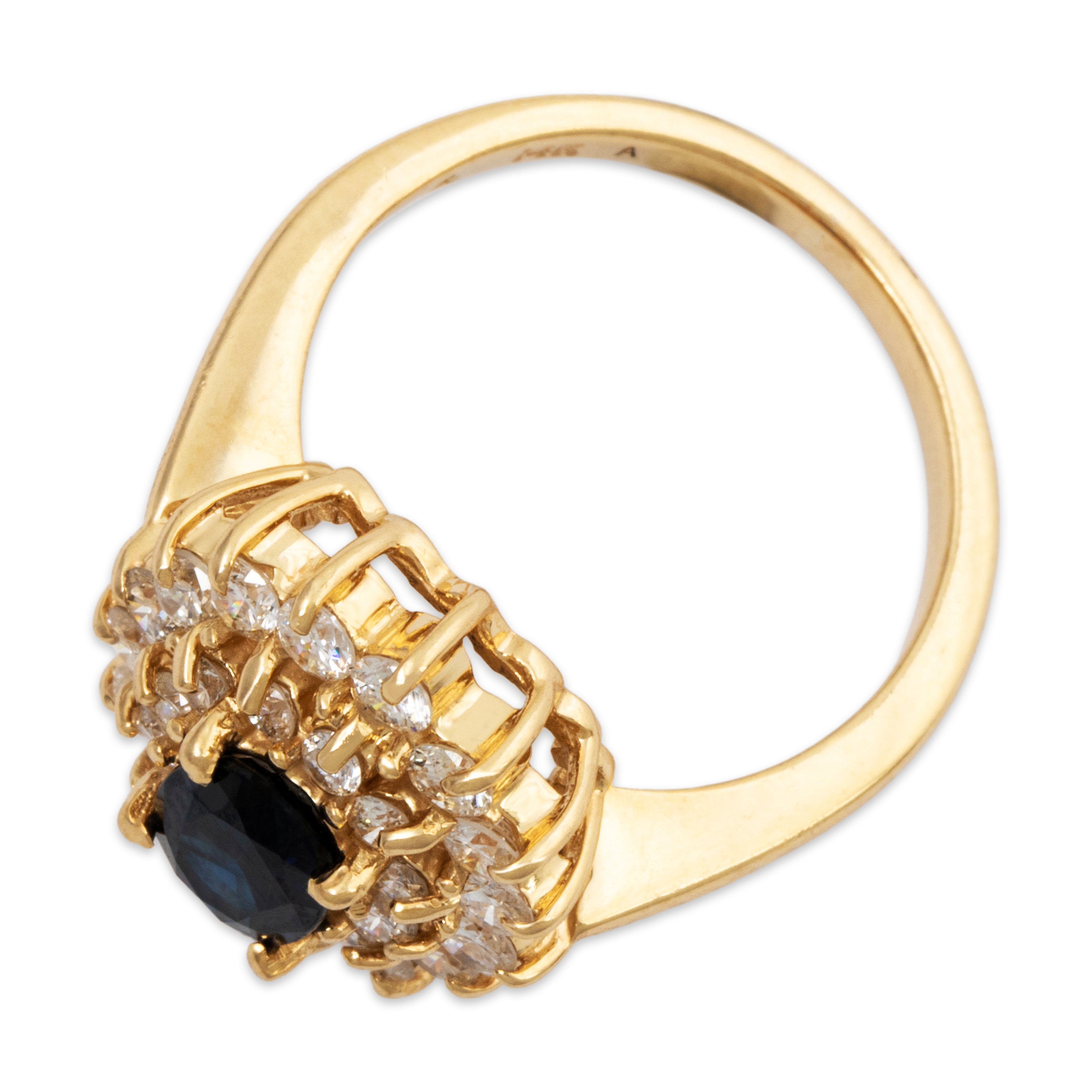 Vintage 14k Yellow Gold Sapphire .896cttw Diamond Dazzling Double Halo Ring、mySite、hinf8tx79