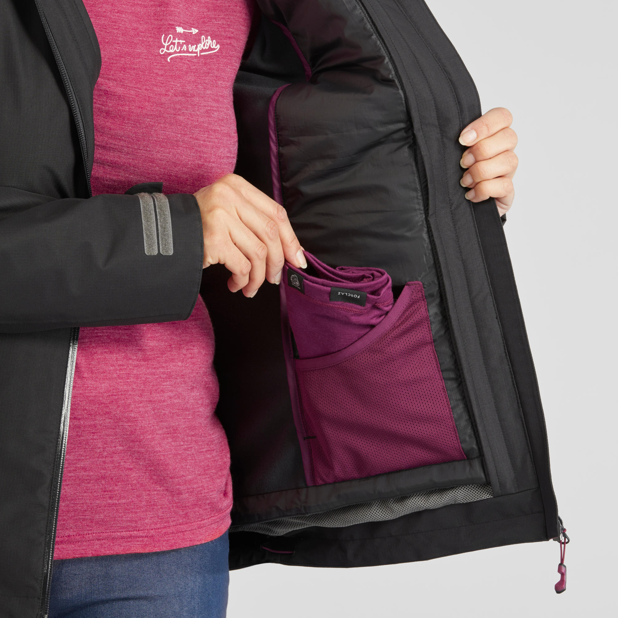 Forclaz Women's Travel Backpacking Waterproof 3-in-1 Jacket Travel 500 17.6掳F、mySite、neckold