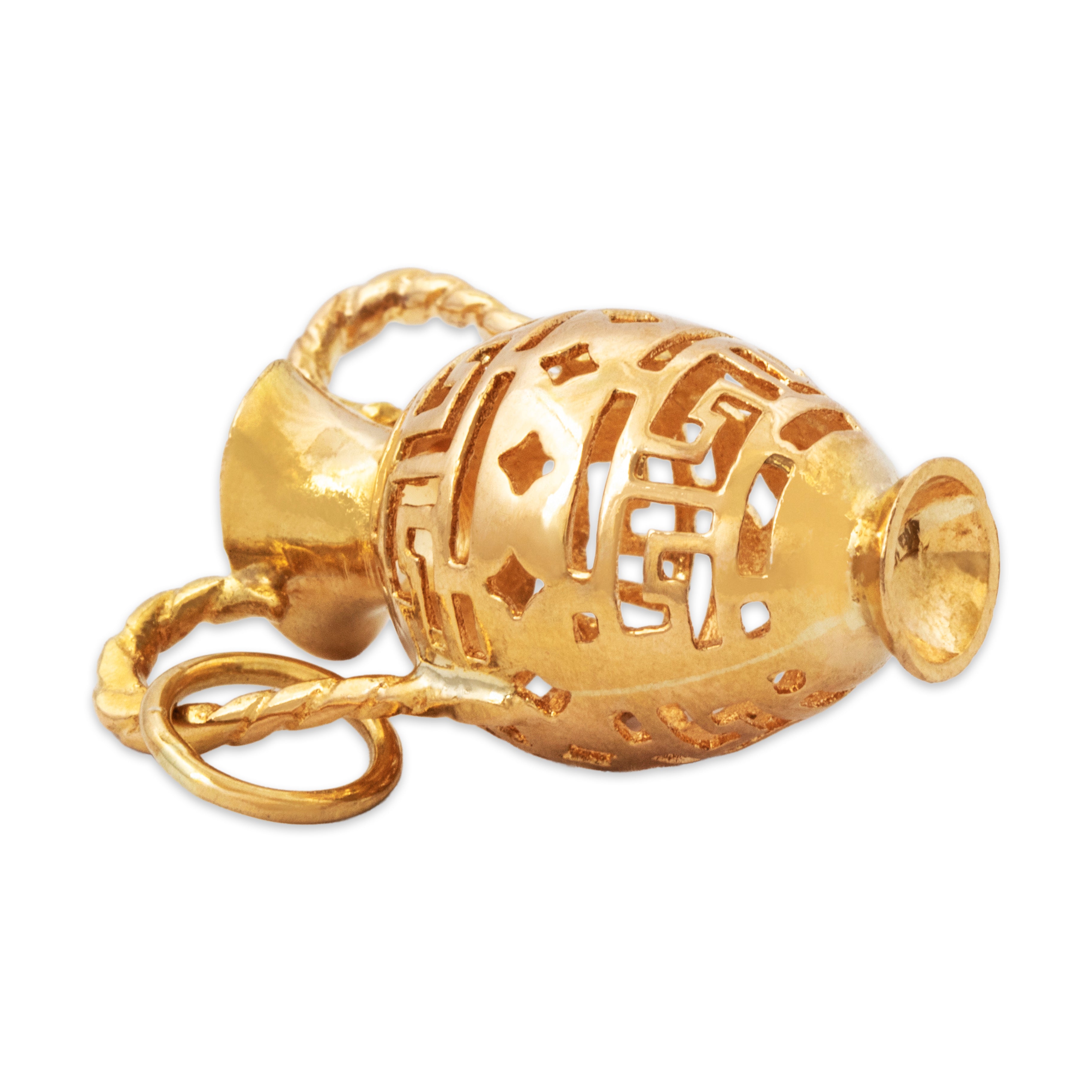 Vintage Large 18k Yellow Gold Openwork Classical Vase Pendant / Charm、mySite、hinf8tx79