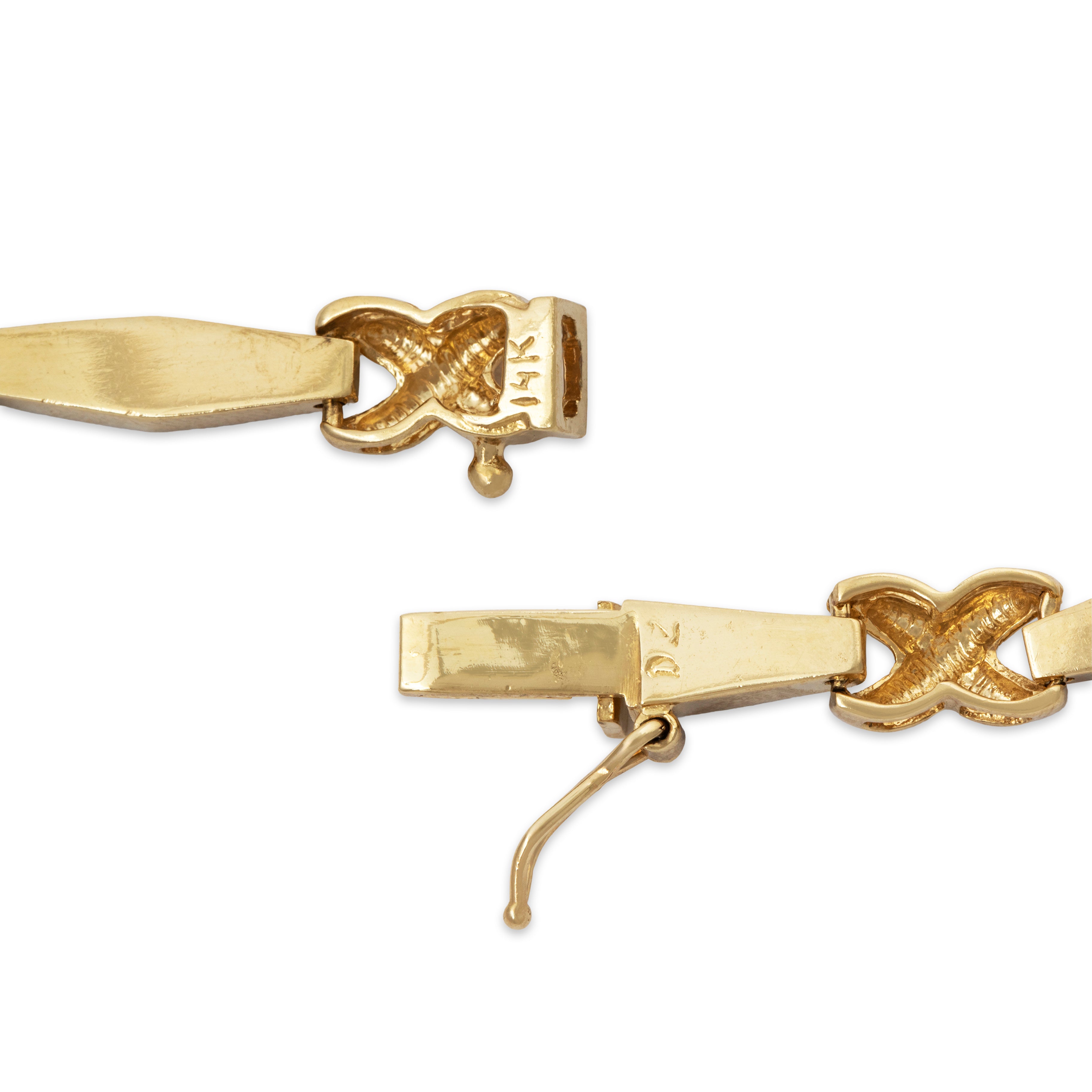 Vintage 14k Yellow Gold Blue Simulation Opal Criss-Cross Link Bracelet 7、mySite、hinf8tx79