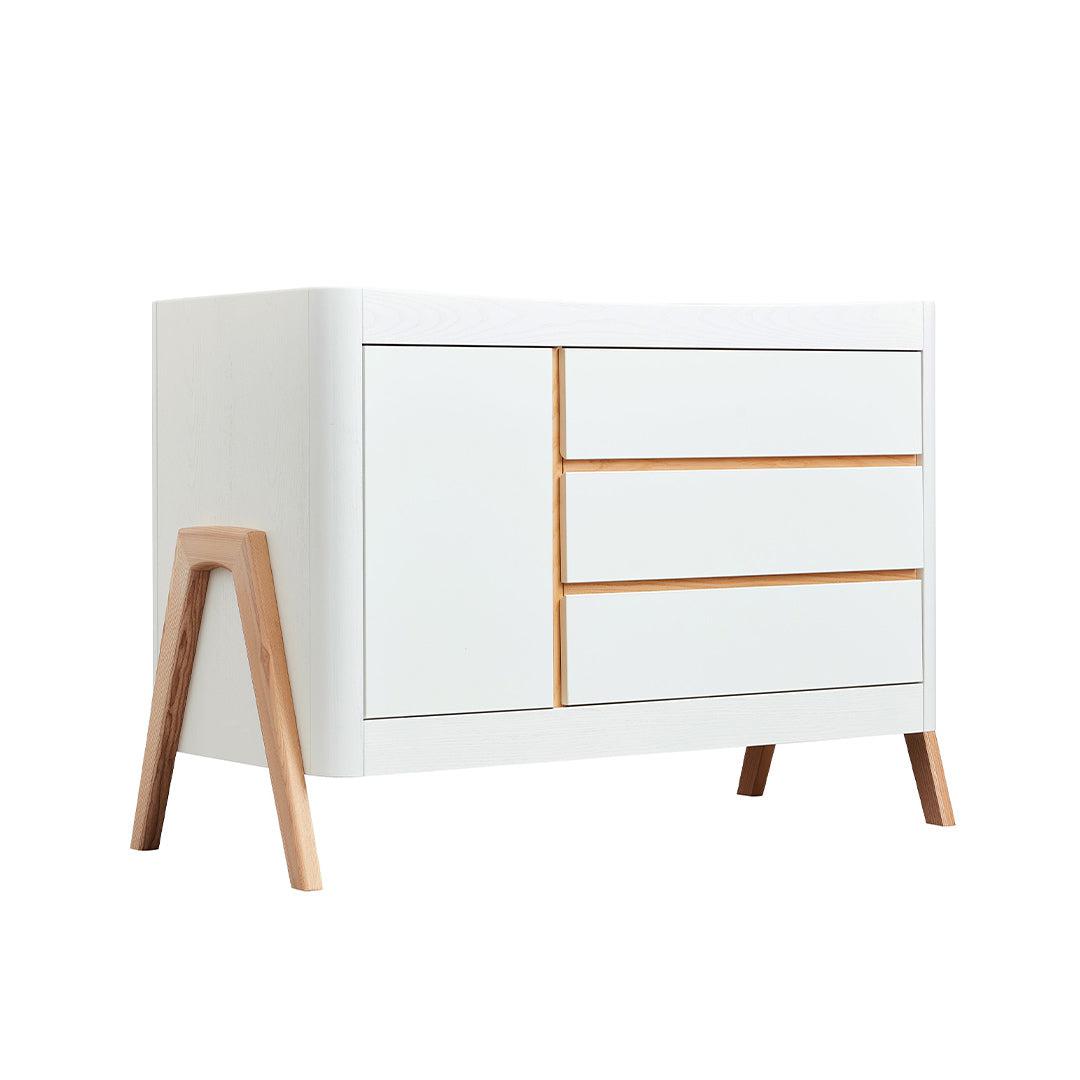  Gaia Baby Hera Cot Bed + Dresser Two Piece Bundle - Scandi-White + Natural、mySite、merchandisen