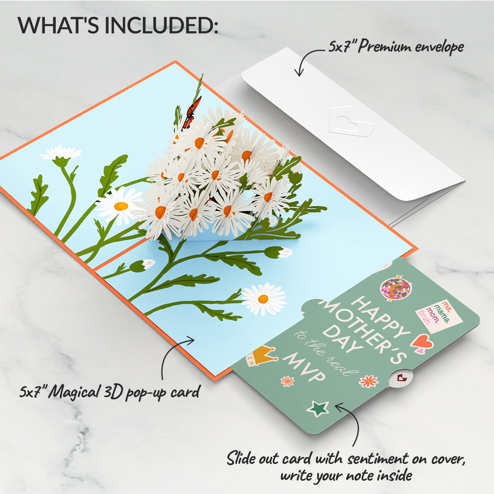 Daisies with Monarch Butterfly Mother's Day Pop-Up Card and The real MVP Sentiment Set、mySite、solidvoid