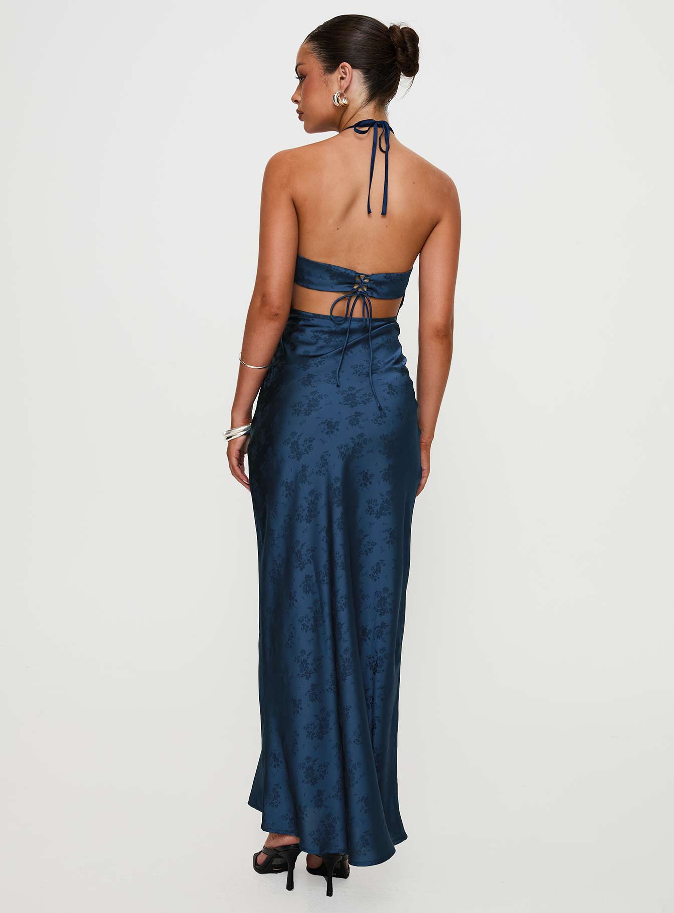 Limosina Halter Maxi Dress Navy、mySite、solidvoid