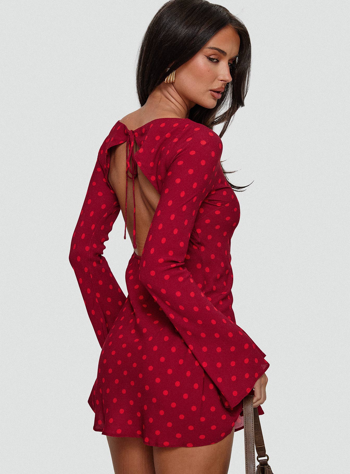 Good Graces Long Sleeve Mini Dress Red Dot、mySite、solidvoid