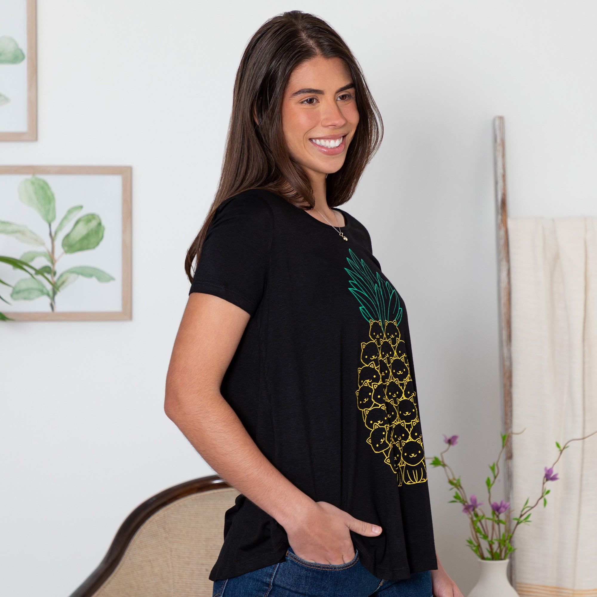 Cat Pineapple Short Sleeve Tee、mySite、camillekostekn