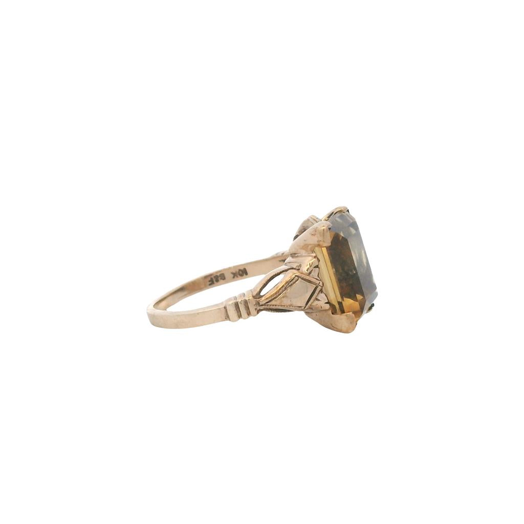 Estate 10K Yellow Gold 2.84ctw Vintage Emerald Cut Citrine Ring、mySite、botmansion