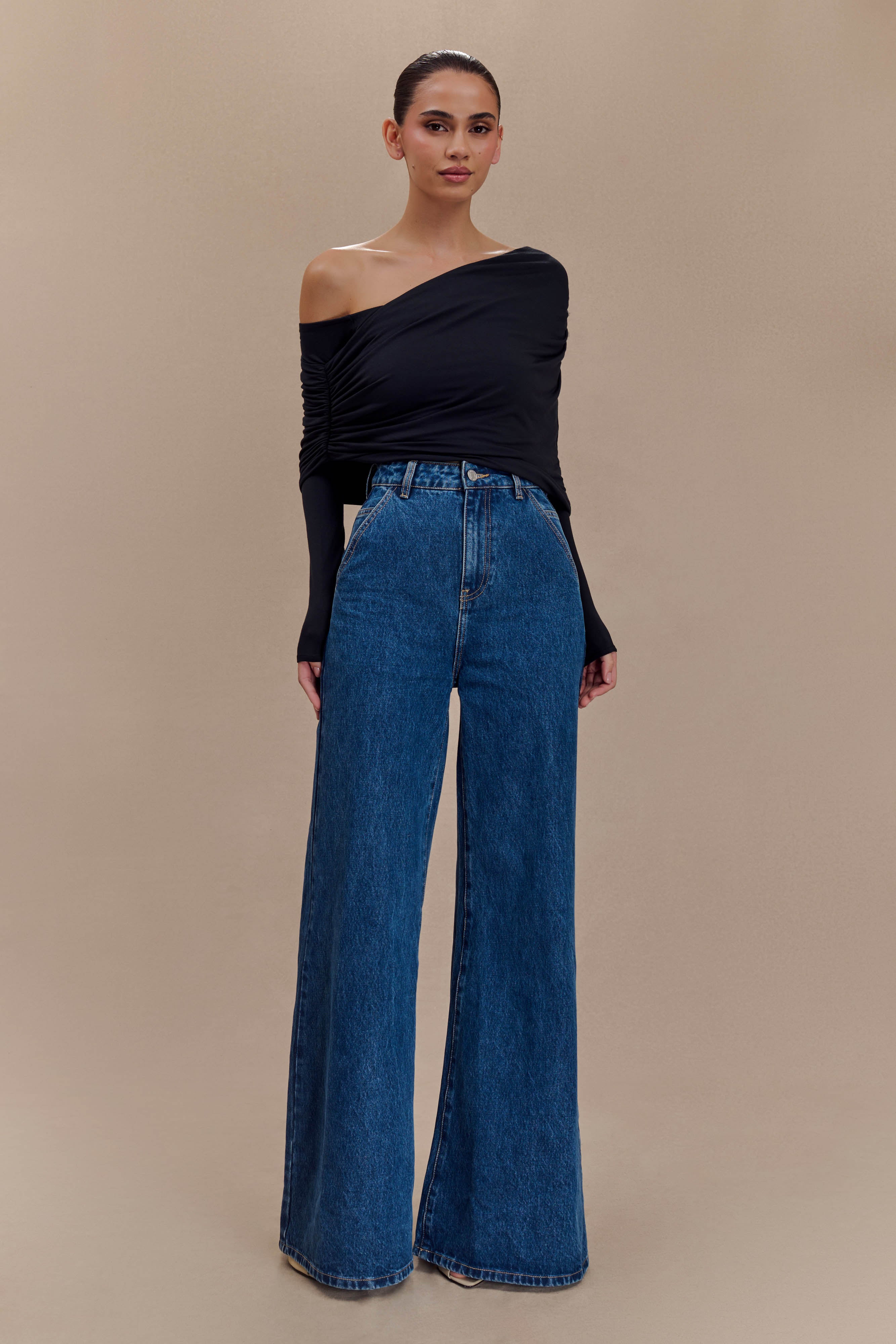 Corinna Modal One Shoulder Top - Black、mySite、solidvoid