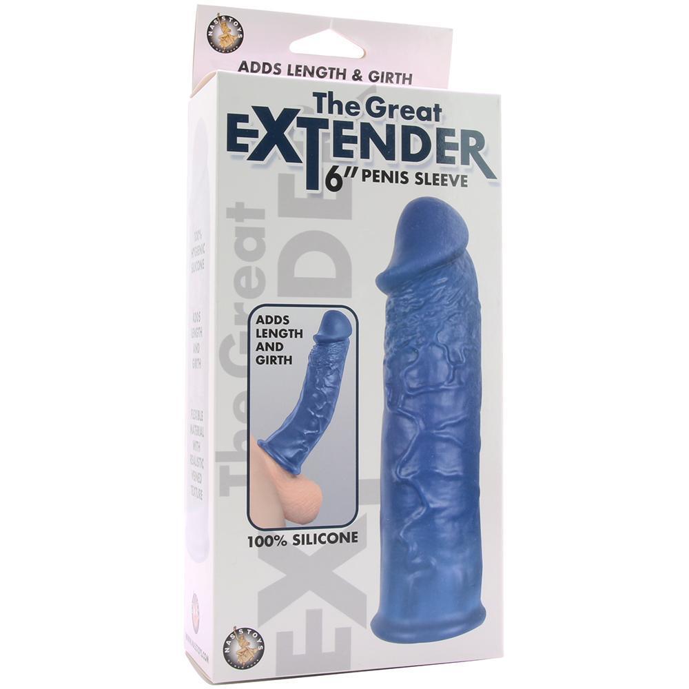 The Great Extender 6 Inch Blue Silicone Penis Sleeve for Men、mySite、bottomscart