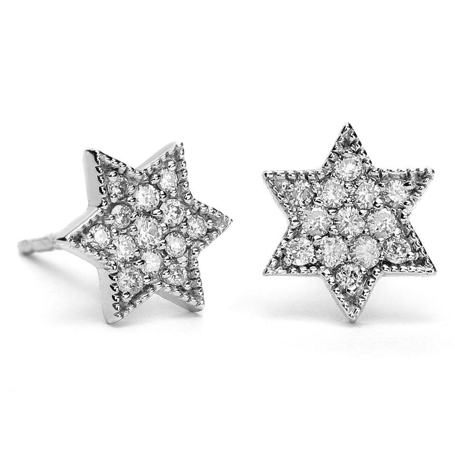 Diamond Star Of David Earrings In White Gold、mySite、topwebapps