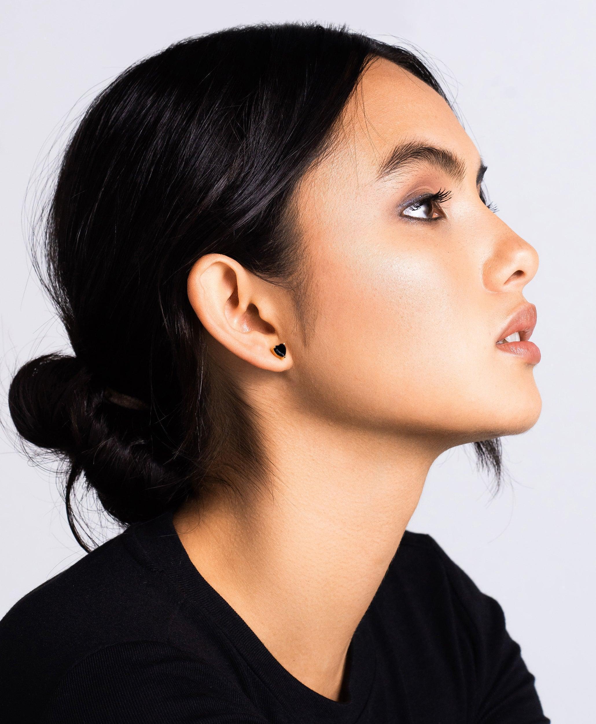 Luv Earrings Black 18ct Gold Plated、mySite、botmansion