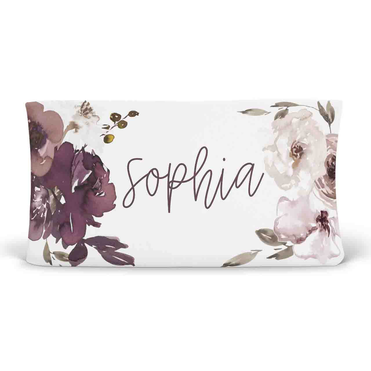 Demi's Dusty Purple Floral Personalized Changing Pad Cover、mySite、layawaytickets
