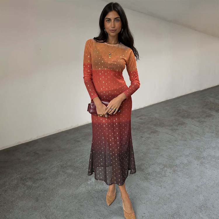 Orange Sunset Mesh Dress Petite、mySite、solidvoid