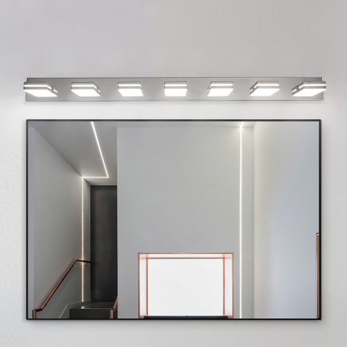 Modern Chrome LED Vanity Light, 5-Lights Wall Sconce for Bathroom and Mirror, Sleek Minimalist Design, Energy-Efficient, Easy to Install、、eastwooduniform
