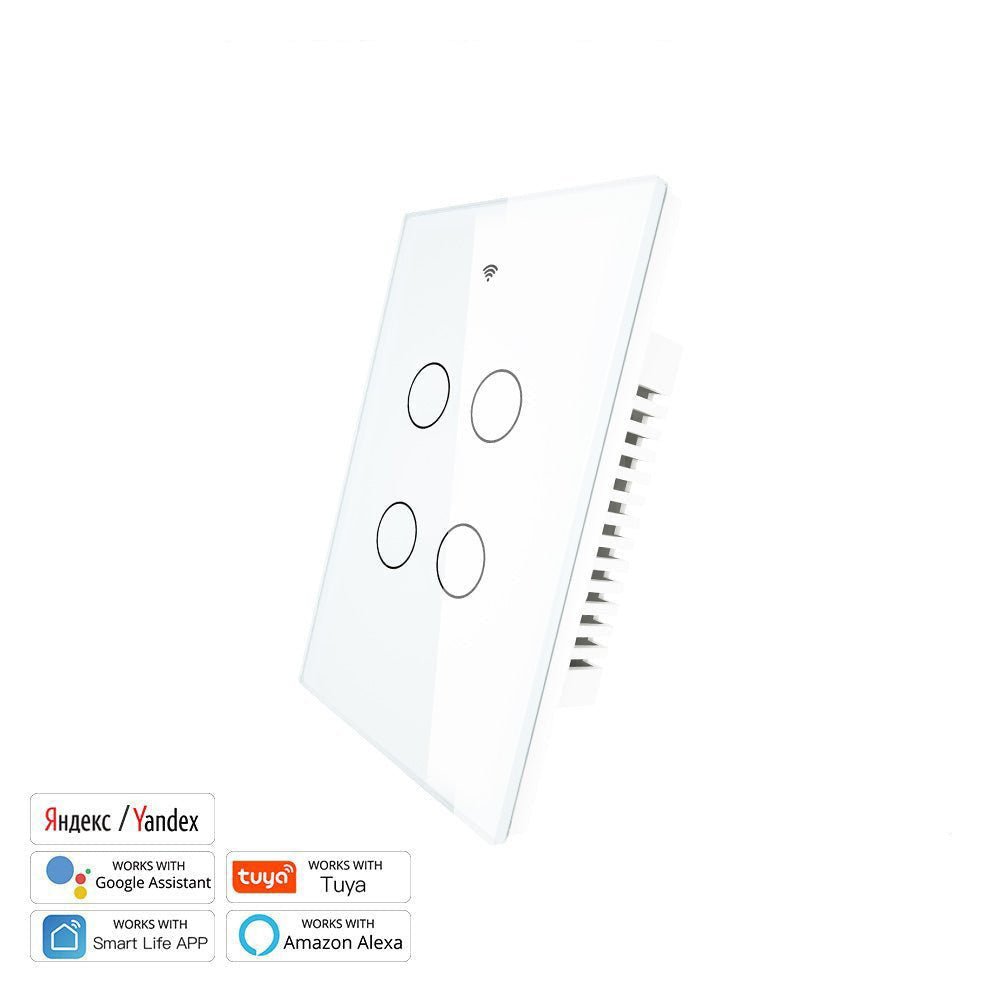 WiFi RF433 Smart Light Wall Touch Switch Single Pole 1/2/3/4 Gang US 220V、mySite、fannypackpong