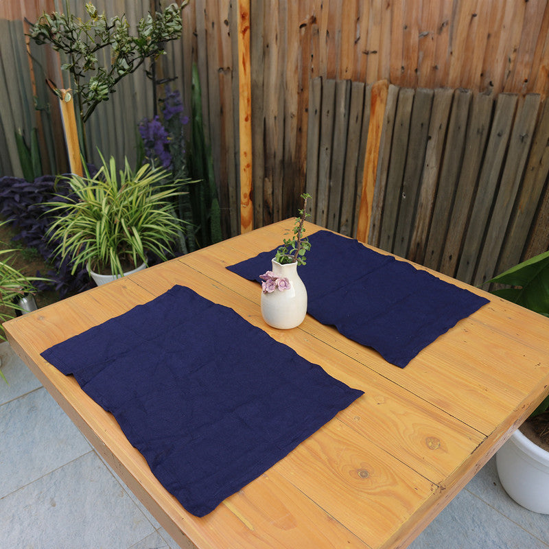 Pure Linen Table Mats | Set of 4 | Navy Blue、mySite、camillekostekn