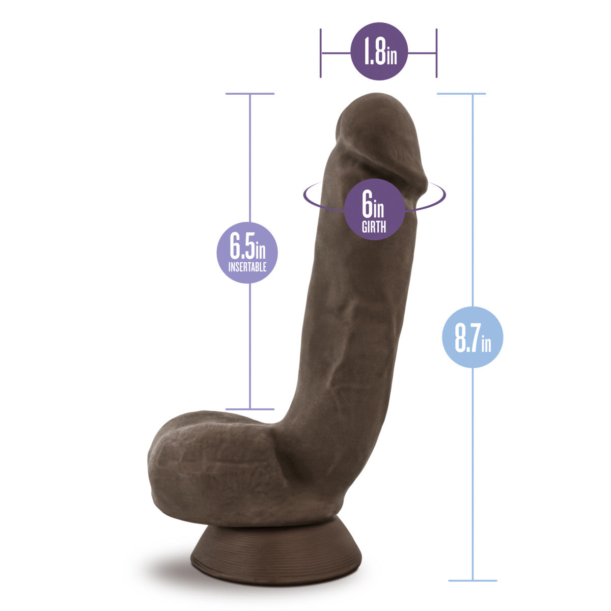 Au Naturel By Blush® | Jerome Realistic Brown 8.5-Inch Long Dildo With Balls & Suction Cup Base、mySite、bottomscart