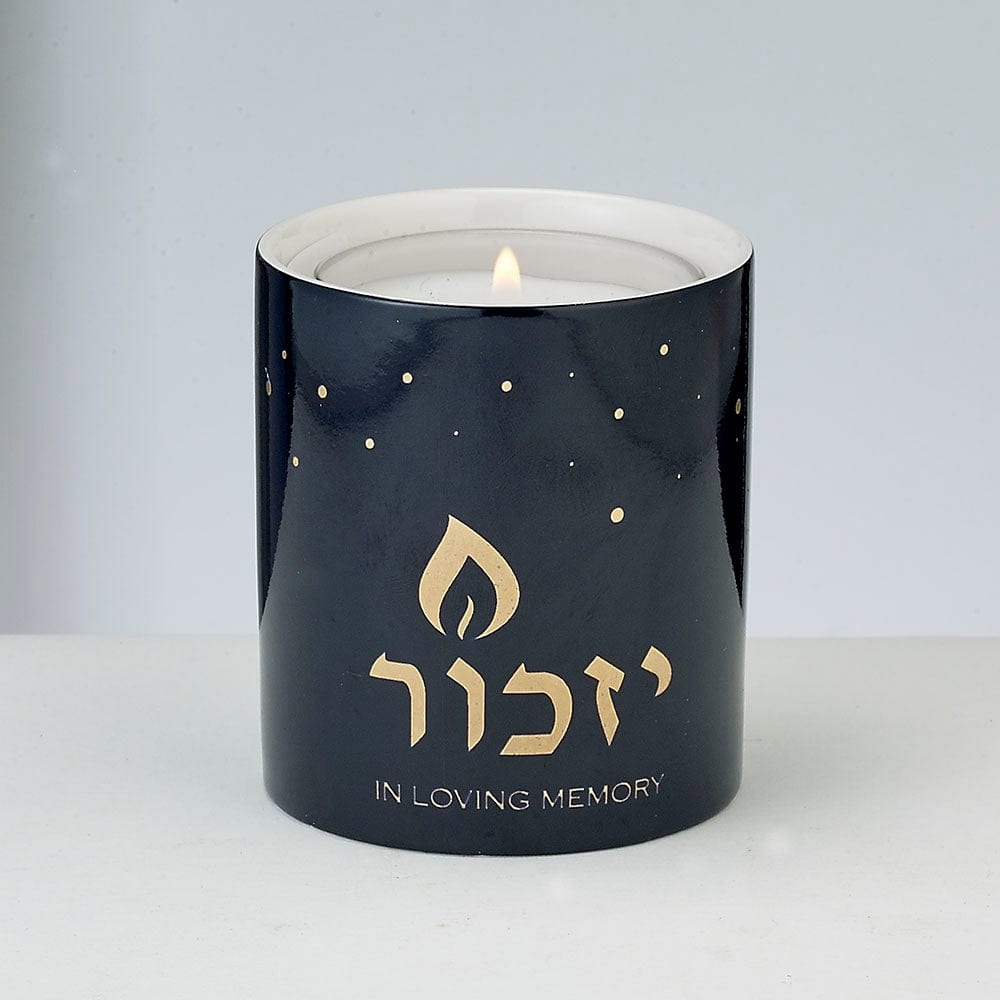 Ceramic Yahrzeit Memorial Candleholder - Blue and Gold、mySite、topwebapps