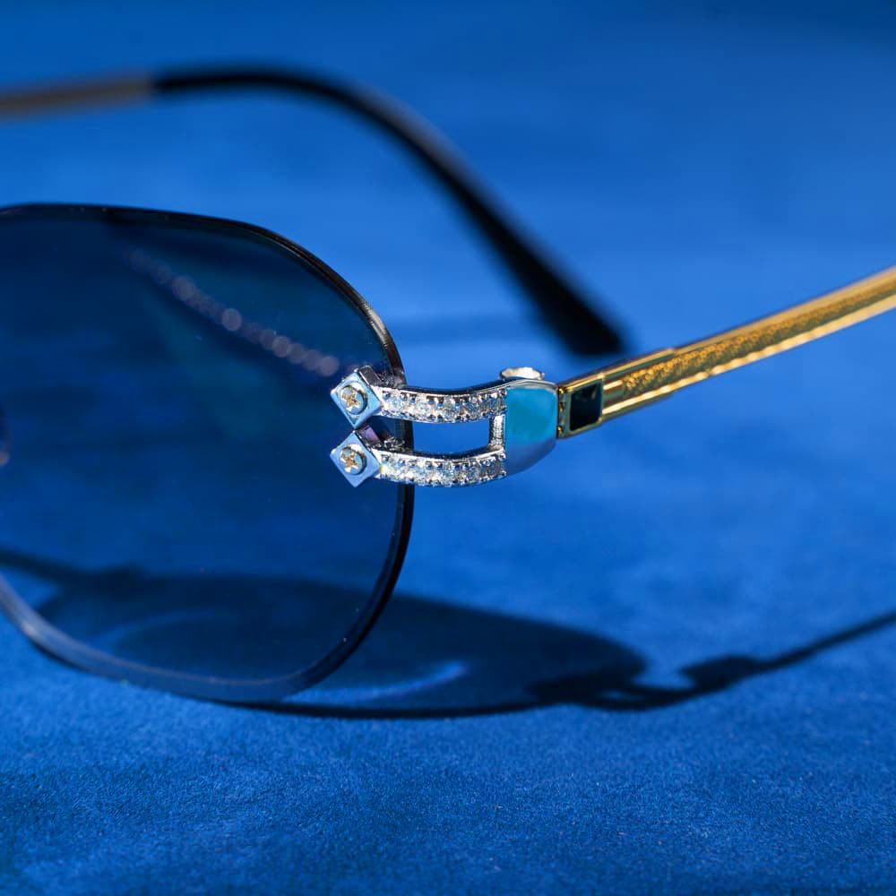 Moissanite Rimless Wayfarer Sunglasses 14K Gold、mySite、hinf8tx79