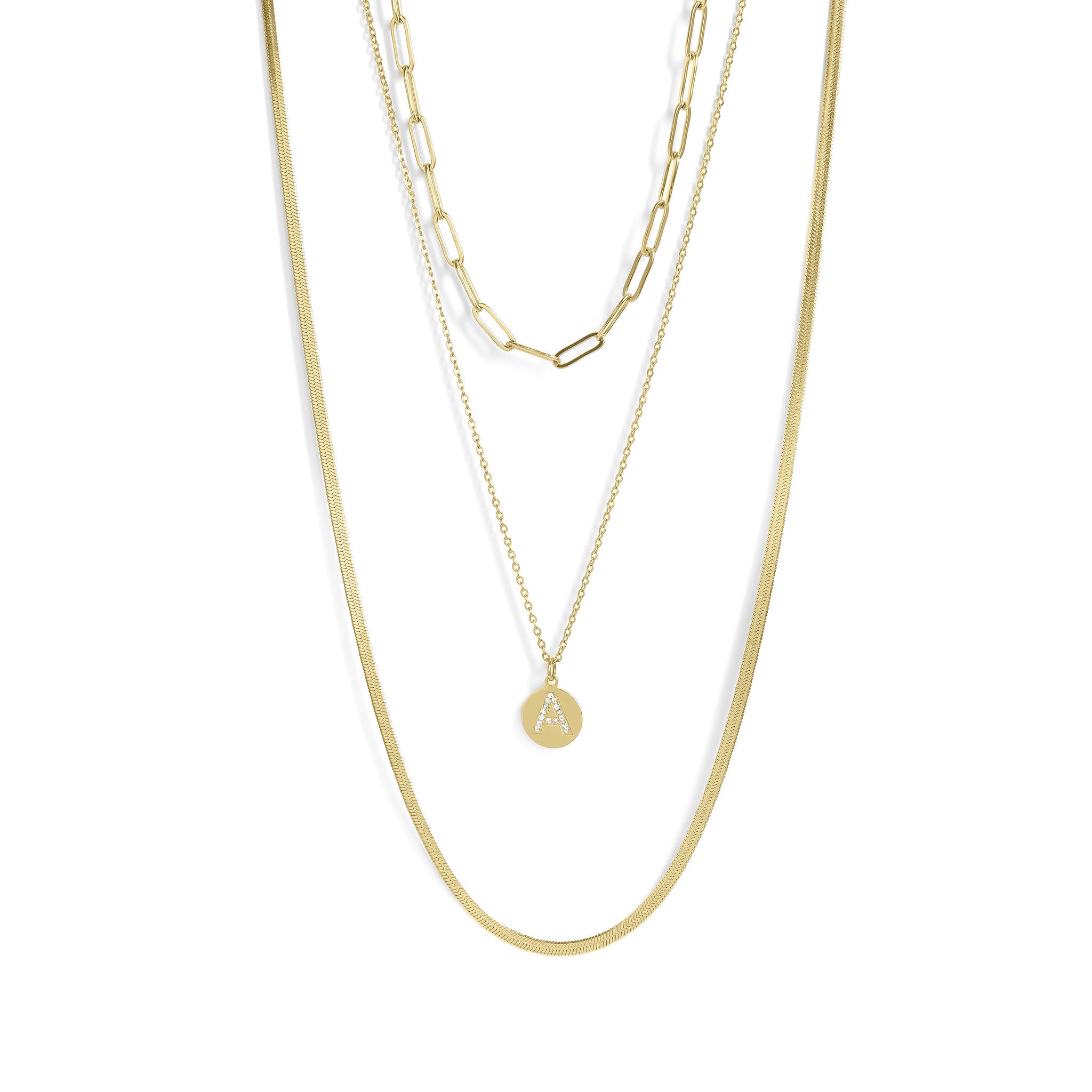 78 pc Initial Letter 18K Gold PVD Layered Necklace Set / BND0032、mySite、dreamappss