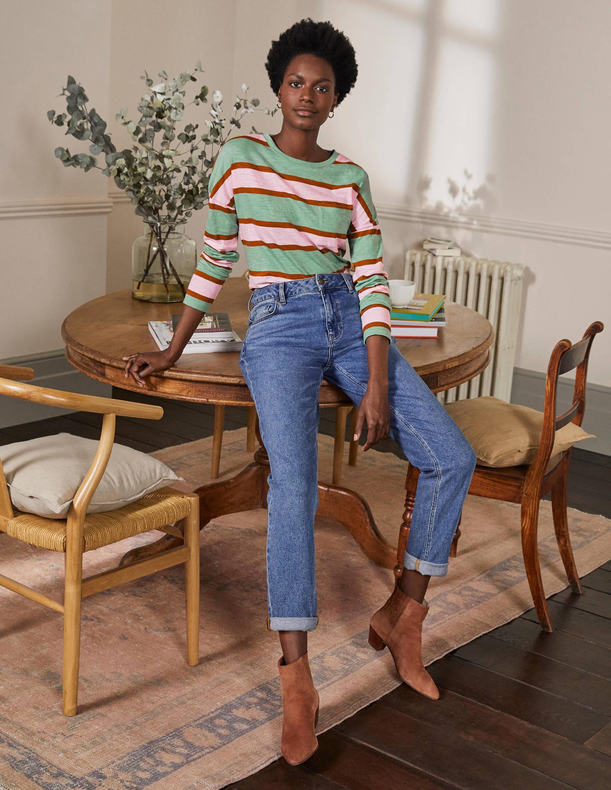  Boxy Jersey Tee-Duck Egg/ Coconut Stripe、mySite、ashleygrahame