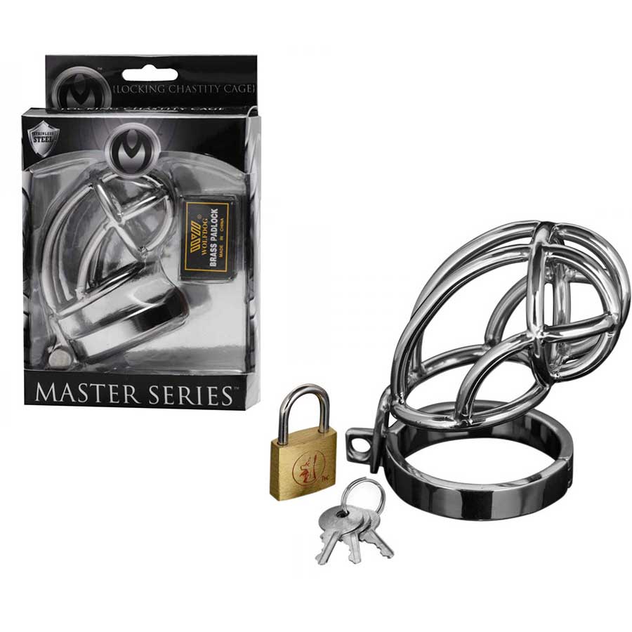 Captus 4 Inch Stainless Steel Locking Chastity Cage by Master Series、mySite、bottomscart