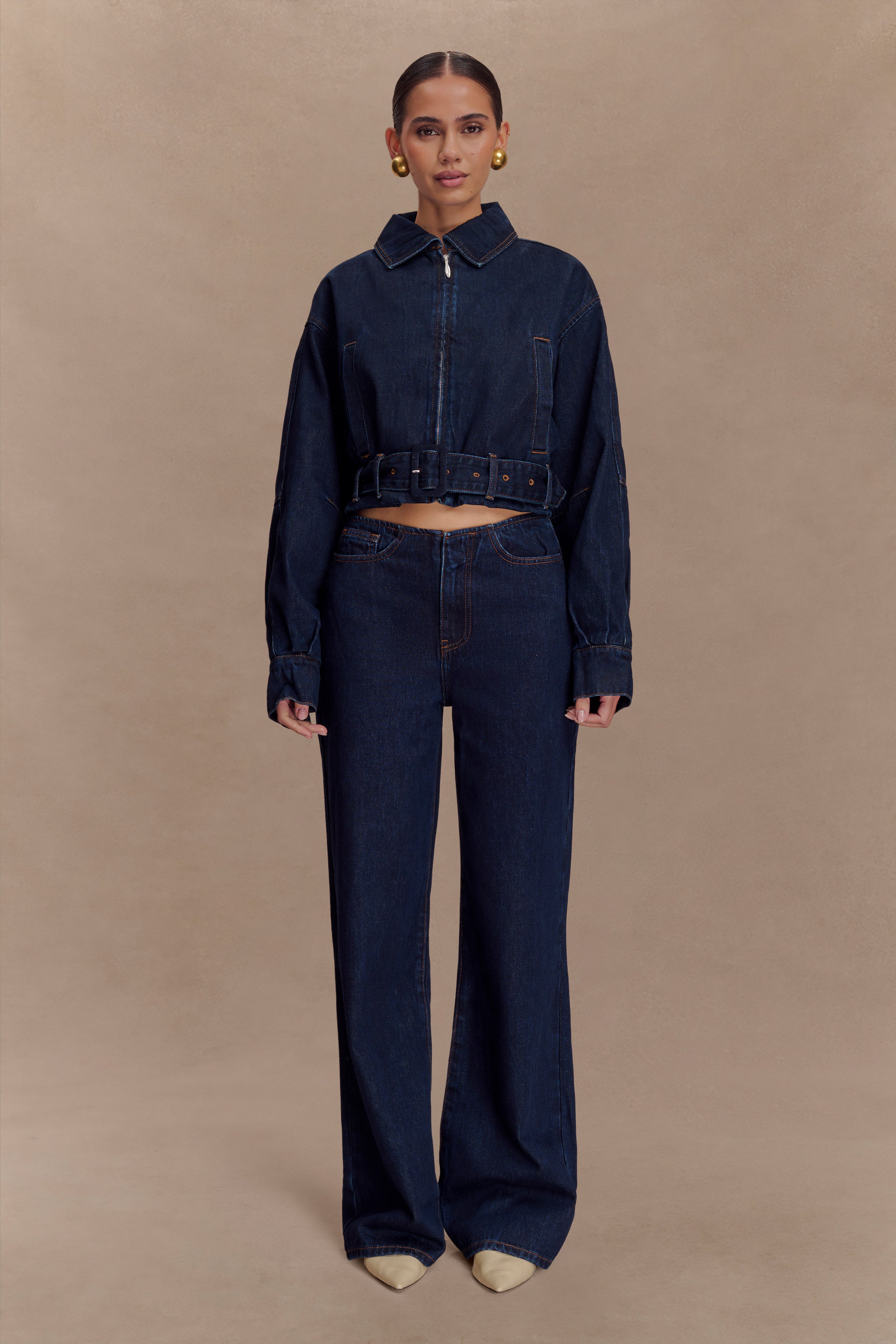 Fallon Cropped Denim Jacket - Indigo Blue、mySite、solidvoid