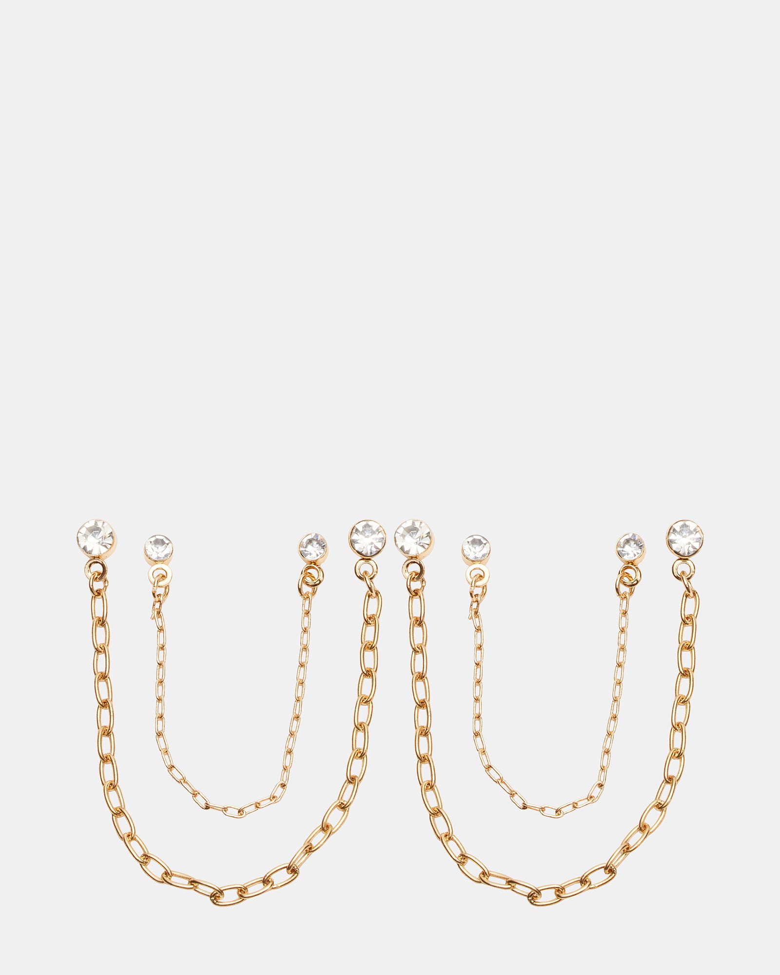 CRYSTAL CHAIN EARRINGS SET GOLD、mySite、gtrtttuynbv