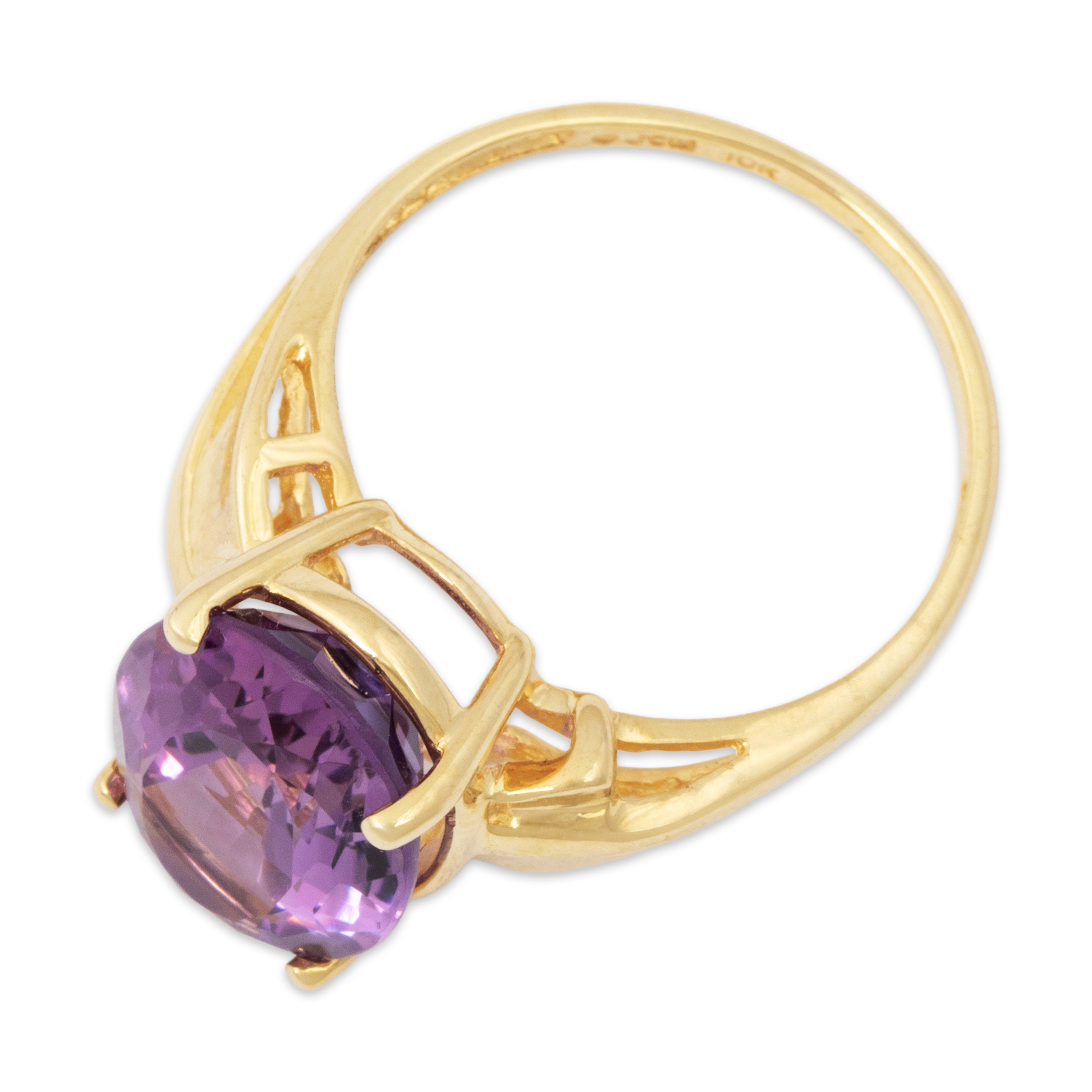 Vintage 10k Yellow Gold 4.8ct Amethyst Bold Purple Cocktail Ring 7.00、mySite、hinf8tx79