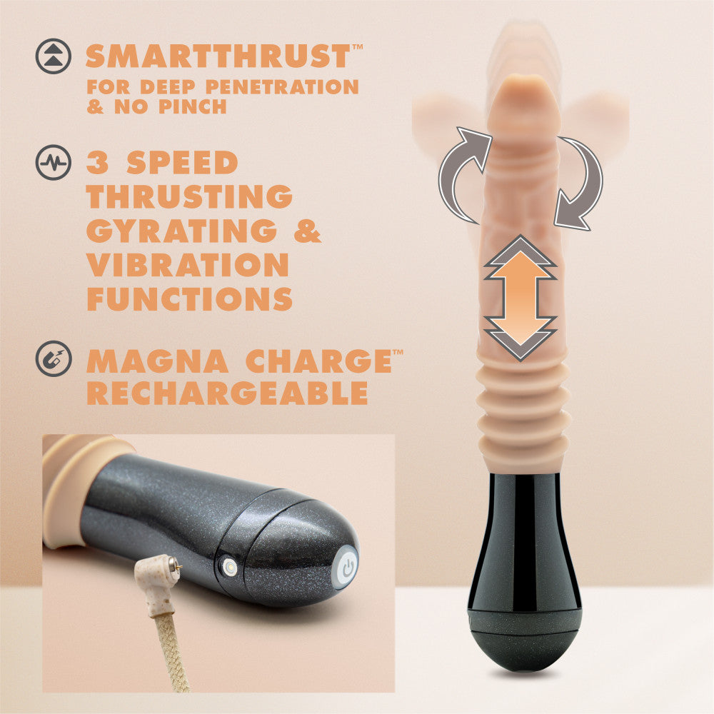 Dr. Skin Silicone By Blush® | Dr. Knight Large 10.5 Inch Vibrating, Gyrating And Thrusting Dildo in Beige – Made With Puria® Platinum Cured Silicone、mySite、bottomscart