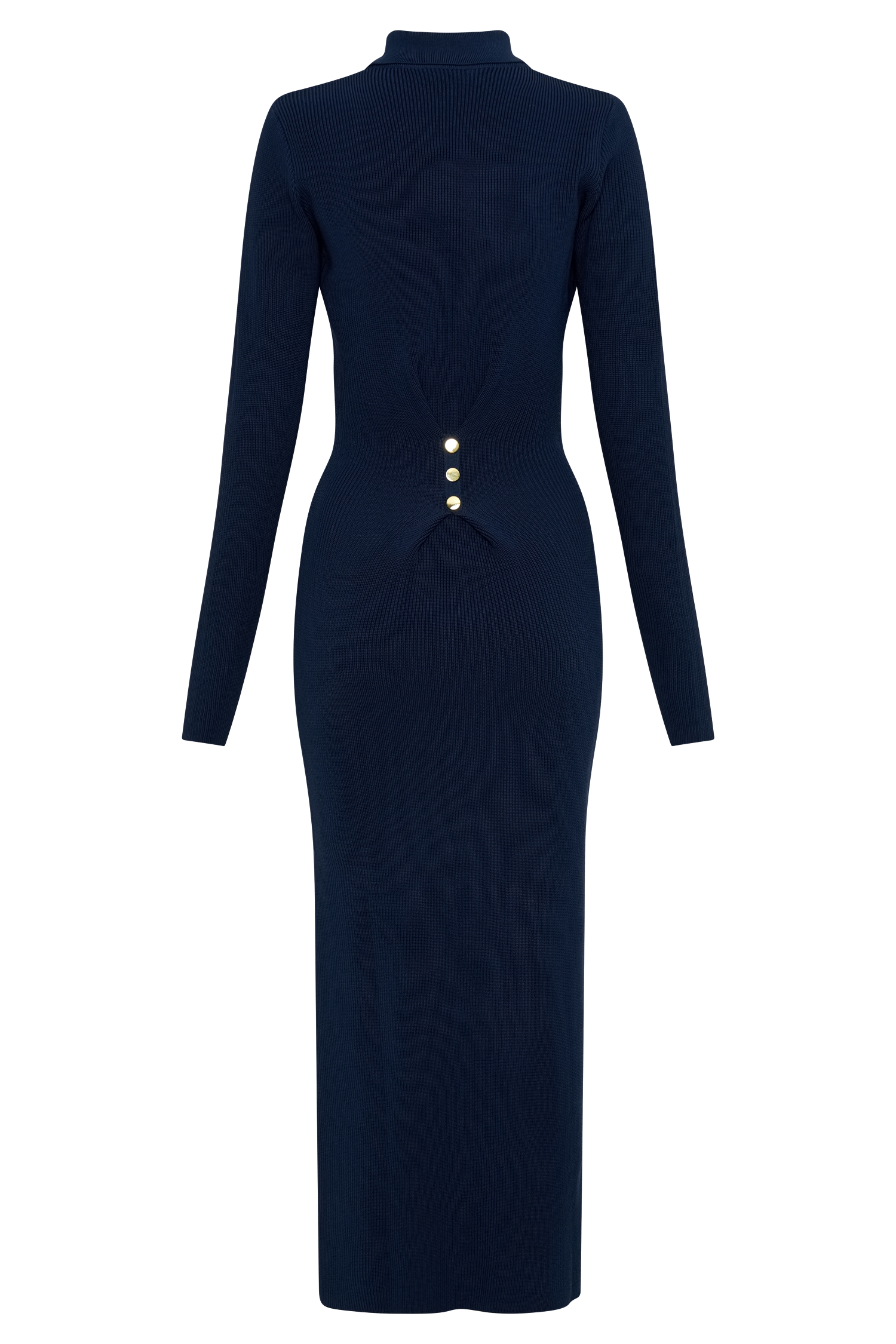 Abbey Buttoned Knit Midi Dress - Navy、mySite、solidvoid