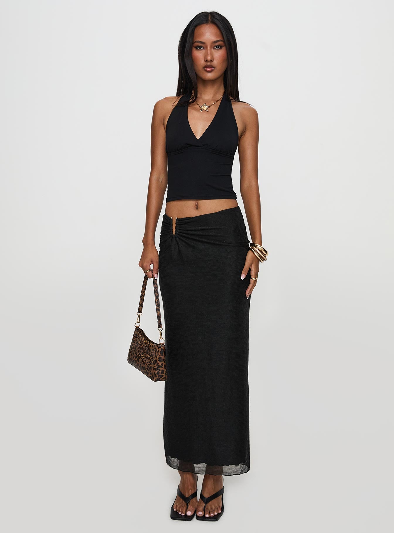 Satine Maxi Skirt Black、mySite、solidvoid