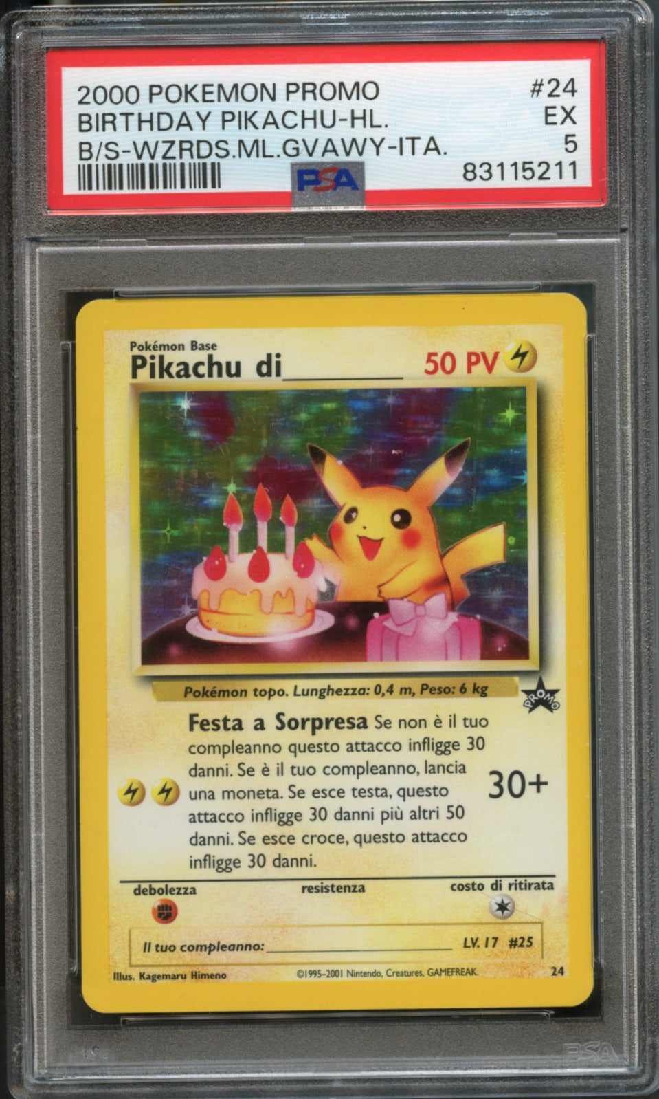 Birthday Pikachu (Italian) #24 PSA 5 Promos、mySite、waistdrama