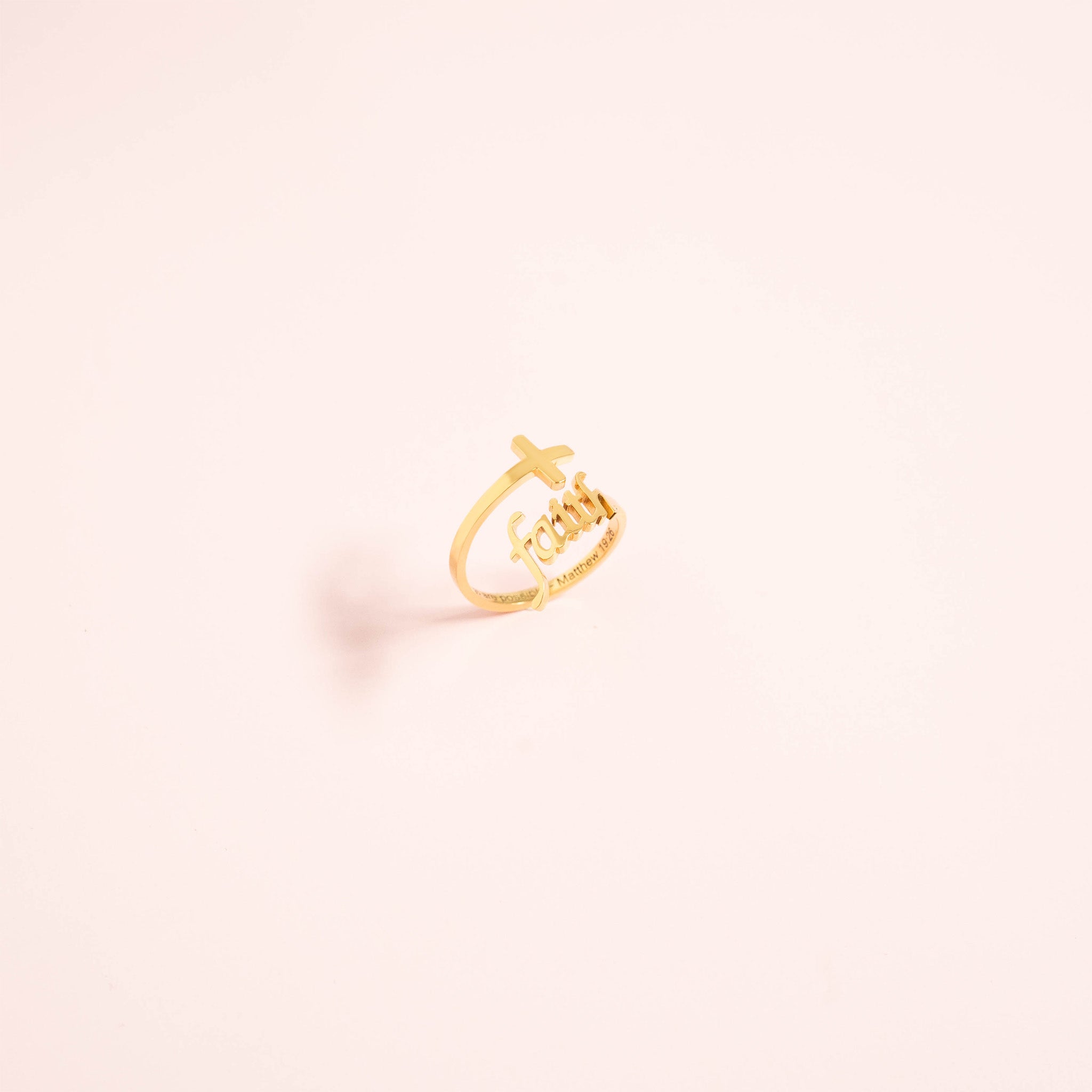 18K Gold PVD Stainless Steel Adjustable Faith Ring / KSS0008、mySite、dreamappss