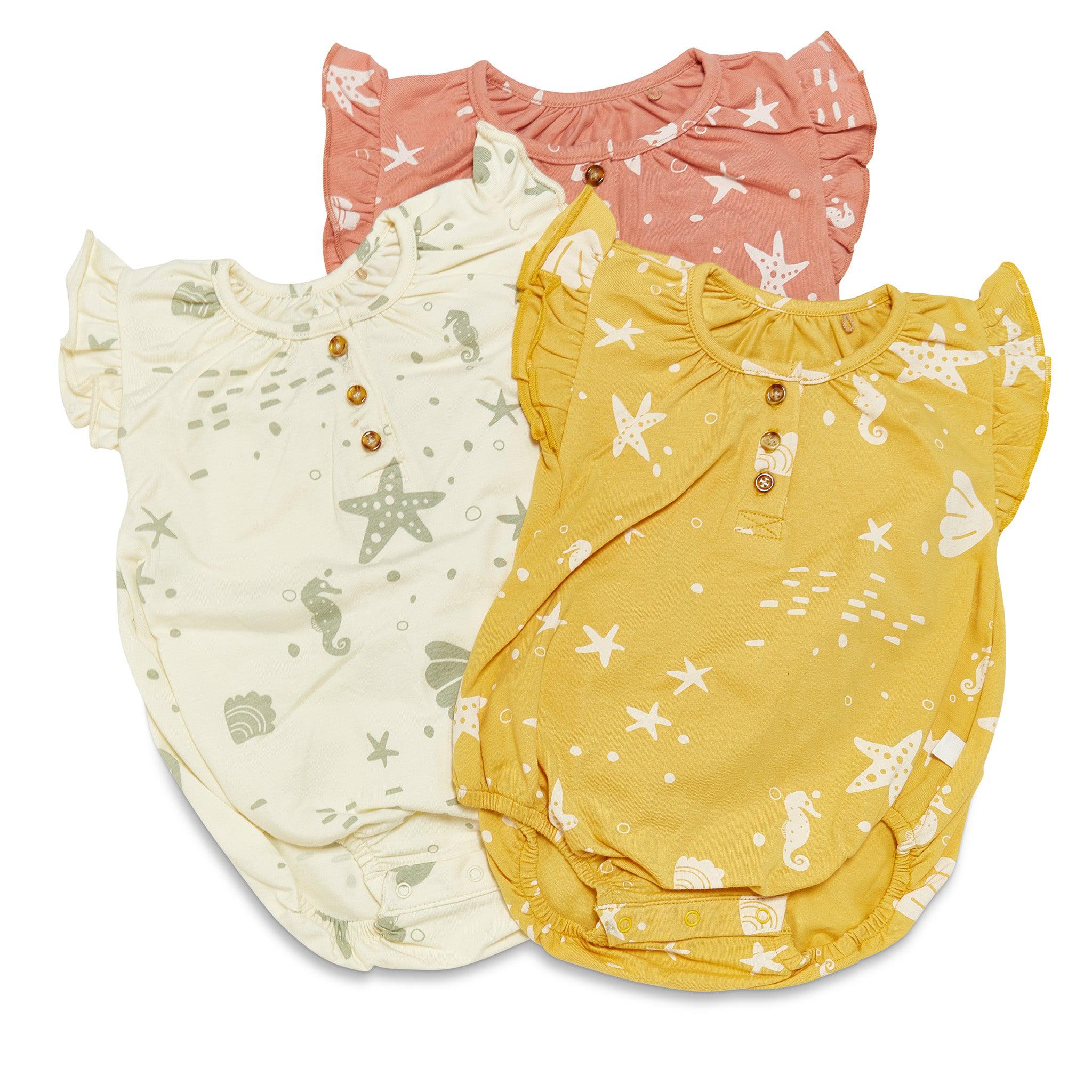 RETIRED - Organic Flutter Sleeve Button Bunsuit - Sugar Cookie、mySite、g9winljtr