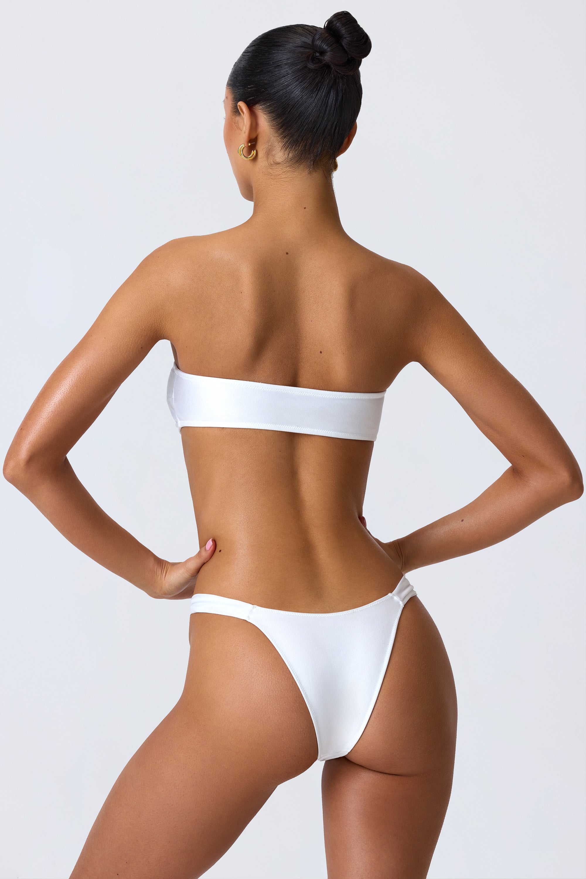 Embellished Cut-Out Bandeau Bikini Top in White、mySite、solidvoid