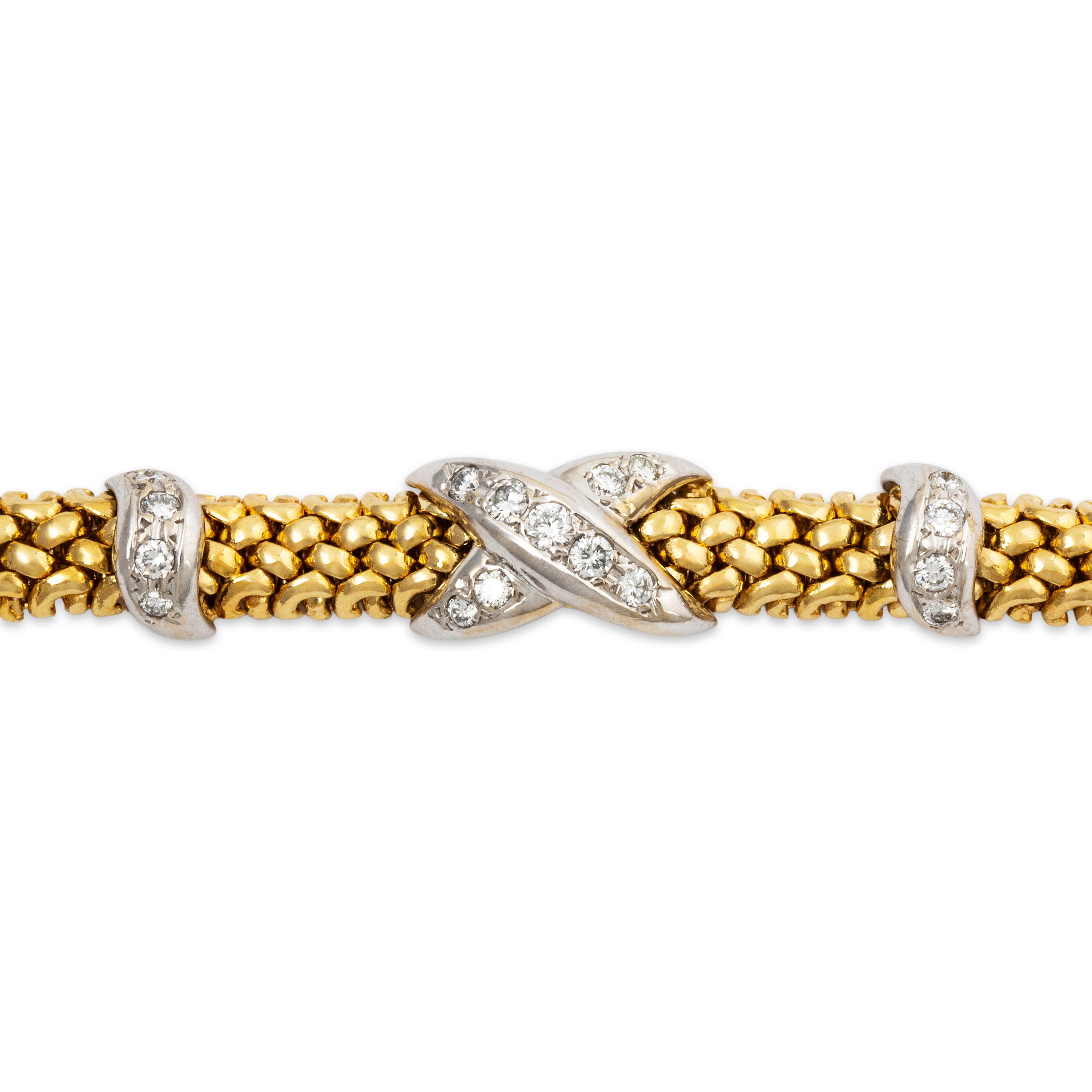Vintage Heavy 14k Yellow & White Gold .307cttw Diamond Station Bracelet 6.75、mySite、hinf8tx79