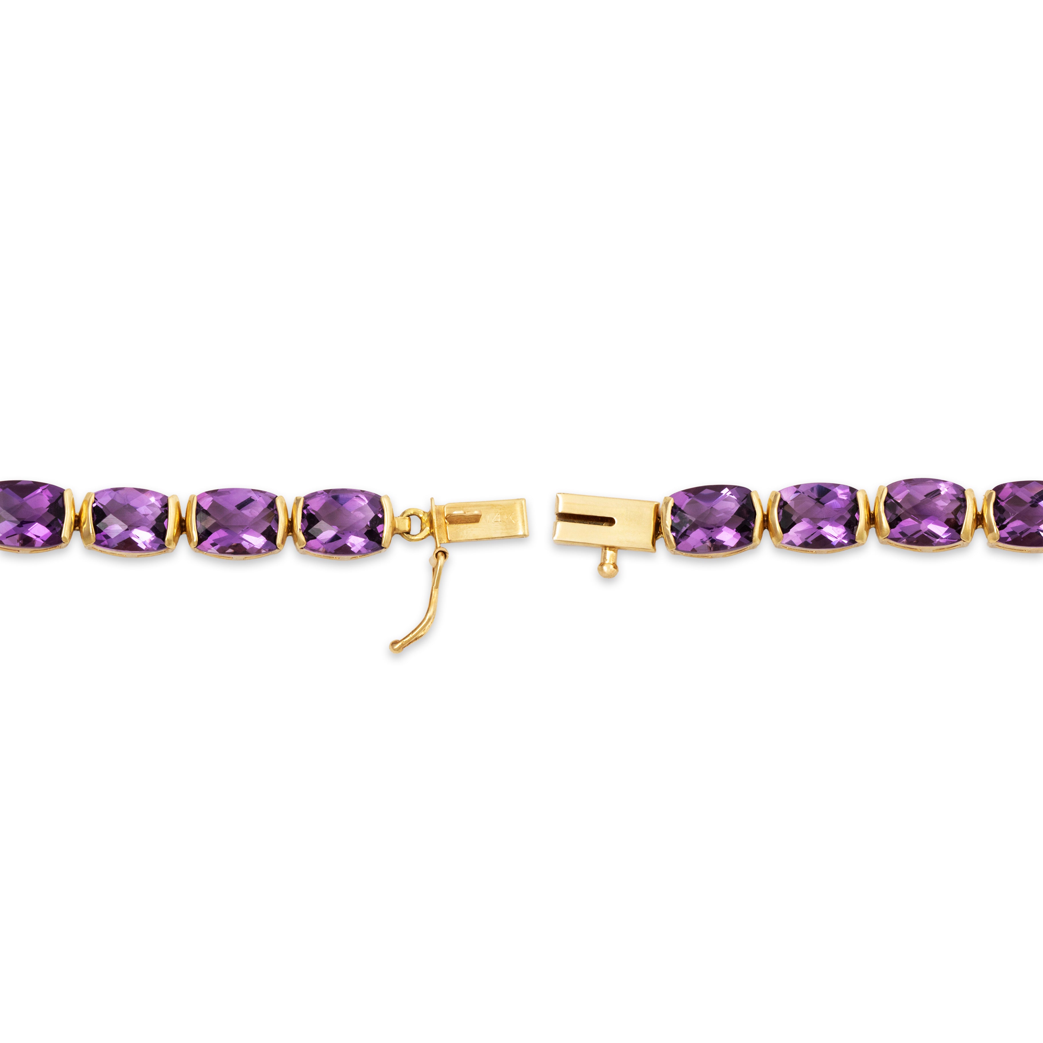 Vintage 14k Yellow Gold 14.3cttw Amethyst Checkerboard Tennis Bracelet 7、mySite、hinf8tx79