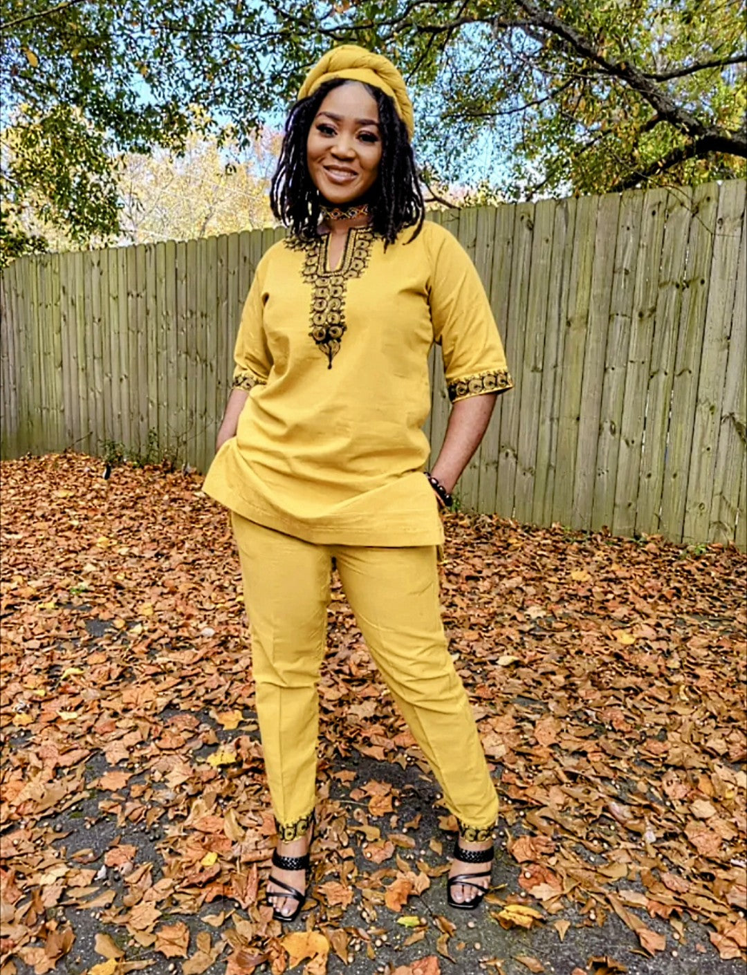 Biodun African Embroidered Dashiki Top and pants - DPDCM301TP、mySite、solidvoid