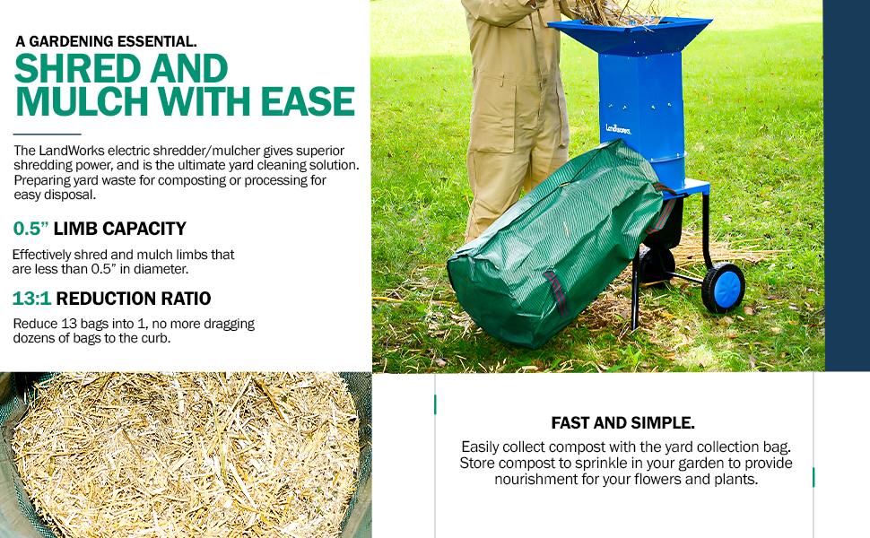 electric leaf shredder mulcher outdoor waste management garden lawn grass home improvement