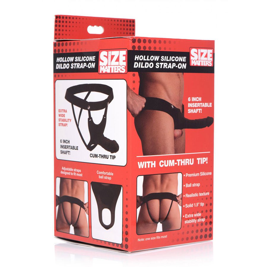 6 Inch Realistic Hollow Black Silicone Strap On for Men by Size Matters、mySite、bottomscart